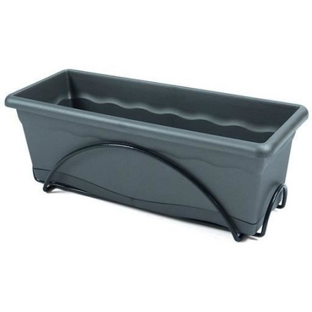 PLASTIKEN Jardiniere 50x20cm avec plateau et support balcon - Anthracite 43,99 €