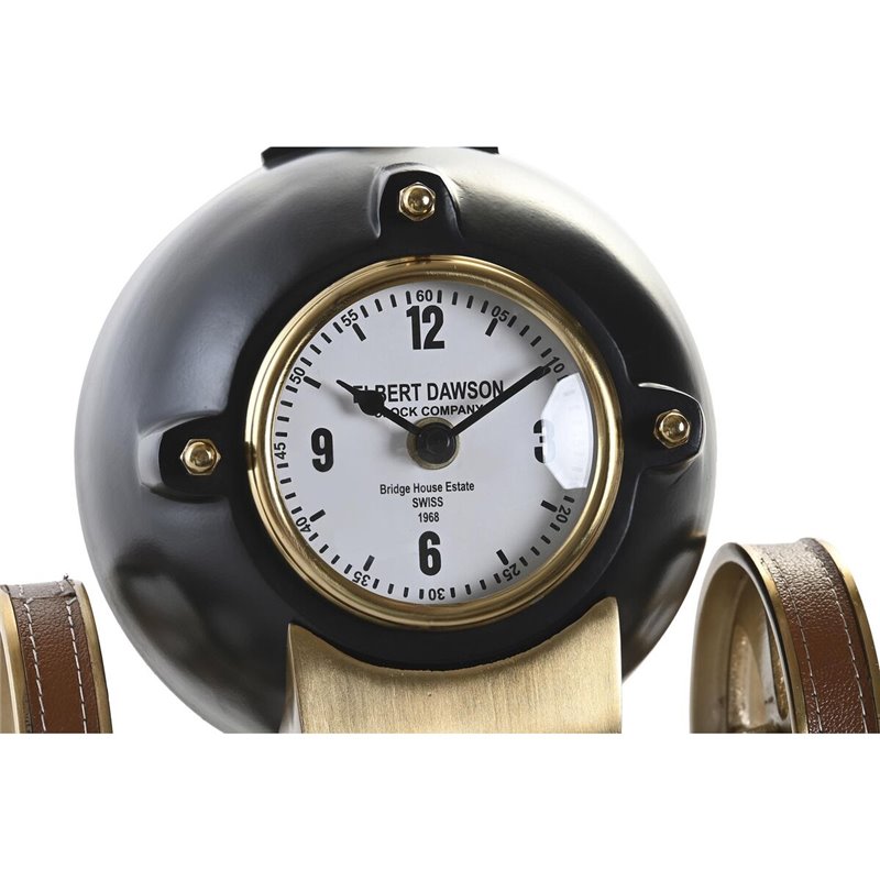 Image secondaire de Horloge de table DKD Home Decor 20,5 x 20,5 x 21,5 cm Noir Doré Aluminium Résine Colonial