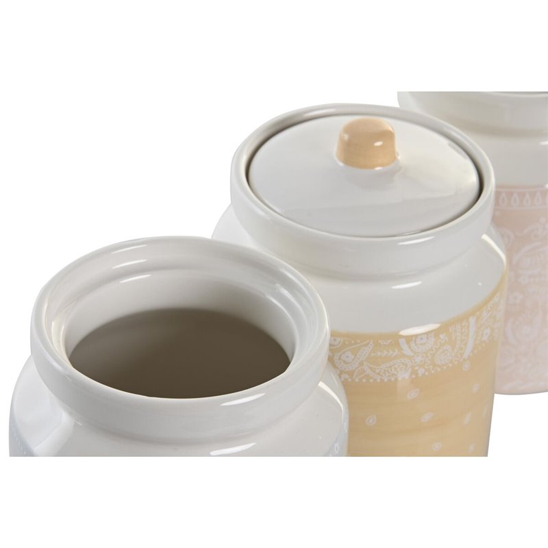 Image secondaire de Boîte DKD Home Decor 12 x 12 x 16 cm Bleu Rose Jaune Dolomite Shabby Chic (3 Unités)