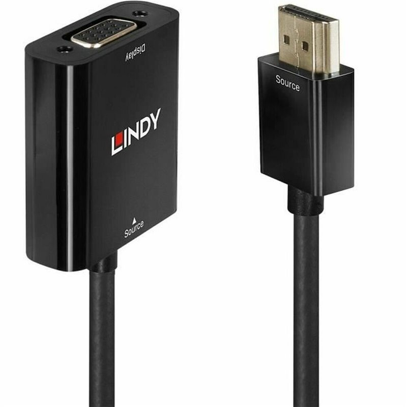 Lindy 38291 câble vidéo et adaptateur 0,1 m HDMI Type A (Standard) VGA (D-Sub) Noir