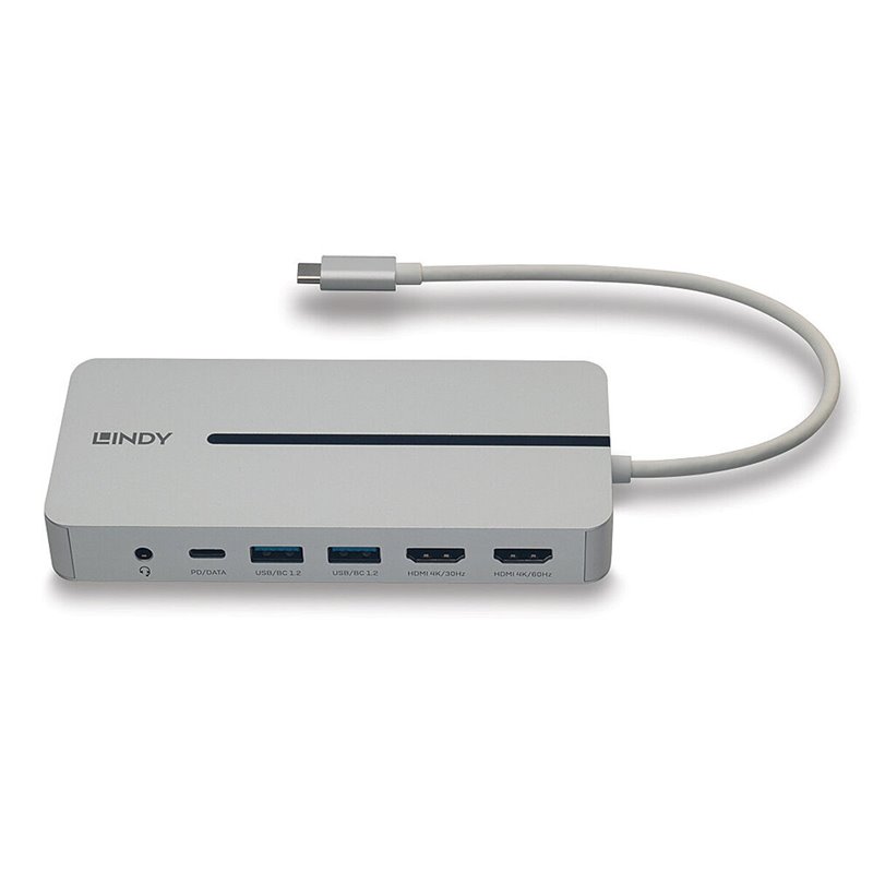 Image secondaire de Lindy 43360 station d'accueil Avec fil USB 3.2 Gen 1 (3.1 Gen 1) Type-C Argent, Blanc