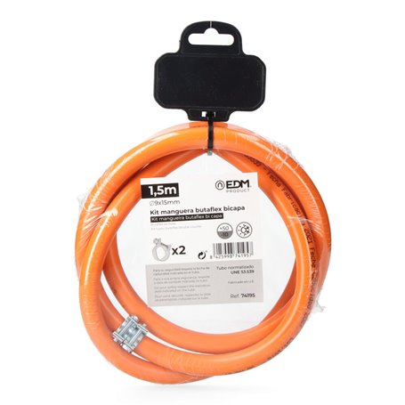 Tube de gaz butane EDM Butaflex 2 pince double couche 9 x 15 mm 1,5 m 43,99 €