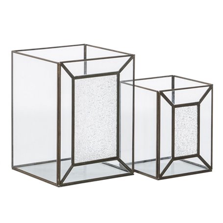 Bougeoir Verre Doré Métal 22 x 22 x 29 cm (2 Unités) 129,99 €