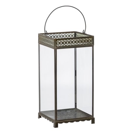 Lanterne Bougeoir Verre Doré Métal 18 x 18 x 37 cm 91,99 €