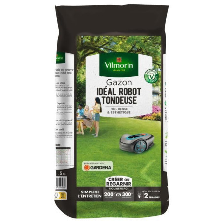 Semences de gazon VILMORIN - Idéal robot tondeuse sac de 5KG - Brins fin 129,99 €