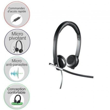 Logitech H650e Casque Avec fil Arceau Bureau/Centre d'appels USB Type-A Noir, Argent