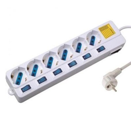 Multiprise 6 Prises avec Interrupteur Ewent EW3932 1,5 m 2500W Blanc (1,