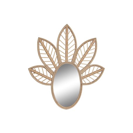 Miroir mural DKD Home Decor Marron Verre Naturel Tropical Feuille d'une 