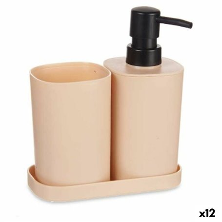 Ensemble de Bain Noir Beige polypropylène (12 Unités)