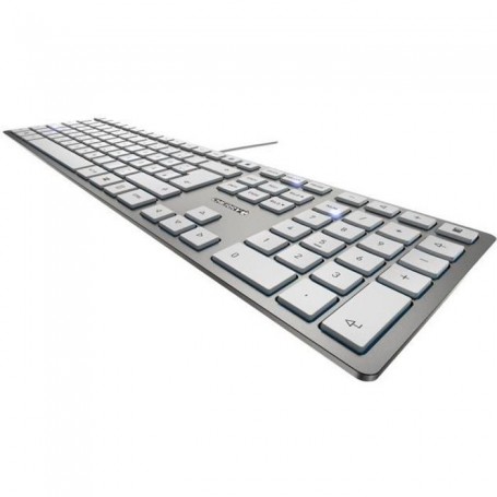 Cherry KC 6000 SLIM Clavier filaire, blanc/argent, USB, Azerty - FR