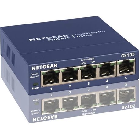 NETGEAR GS105 Switch Ethernet 5 ports Métal Gigabit (10/100/1000). Pro