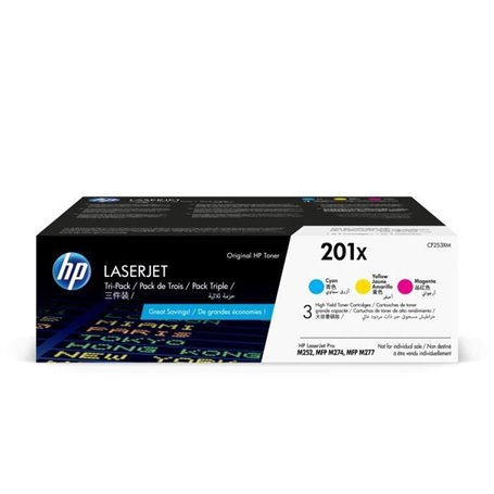 HP 201X Pack 3 cartouches de toner trois couleurs LaserJet grande capa