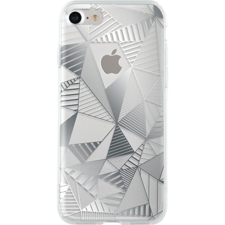 Coque semi-rigide transparente triangles argentés pour iPhone SE (2020
