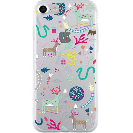 Coque semi-rigide transparente motifs rennes pour iPhone SE (2020)/8/7