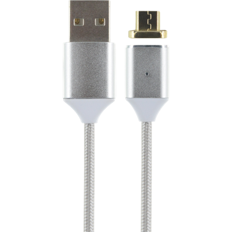 Câble magnétique USB/micro USB gris métallisé