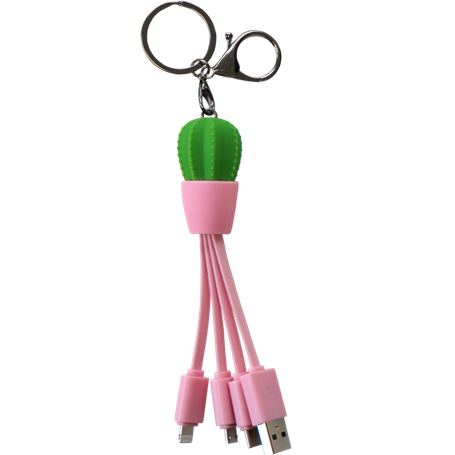 Câble 3 en 1 USB A/micro USB & USB C & Lightning 0,15m Cactus Yello Ko