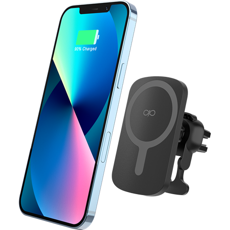 Chargeur voiture Compatible MagSafe 15W + Support voiture Grille aérat