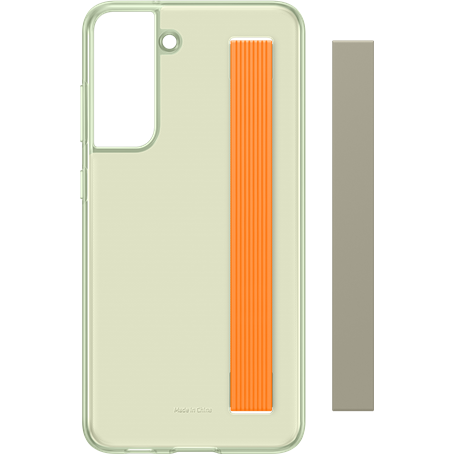 Coque transparente Samsung G S21FE avec lanière avec lanière Vert oliv
