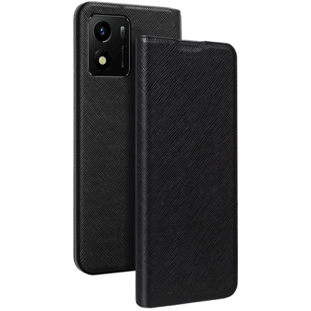 Etui Folio Vivo Y01 5G Noir - Porte-carte intégré Bigben