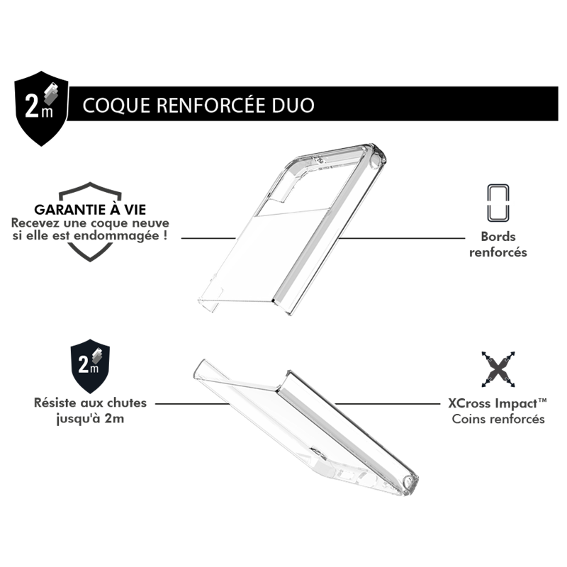 Image secondaire de Double Coque Renforcée Samsung G Z Flip 4 DUO Transparente - Garantie