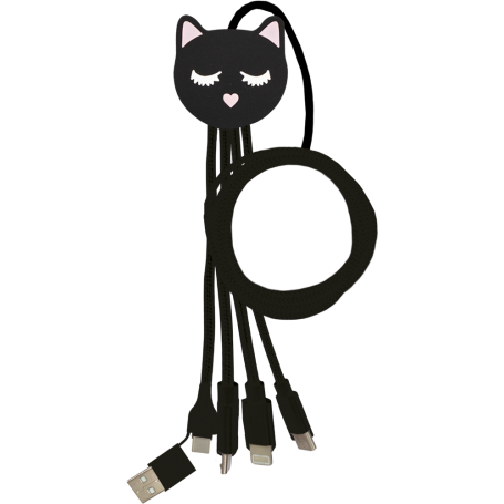 Câble 5 en 1 Andy USB A+C/micro USB & USB C & Lightning 1m Chat Yello 