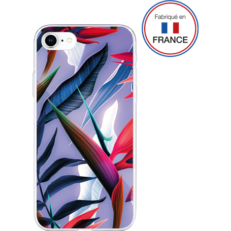 Coque Résine iPhone SE 2022/SE/8/7/6S/6 Feuilles roses - Fabriquée en 