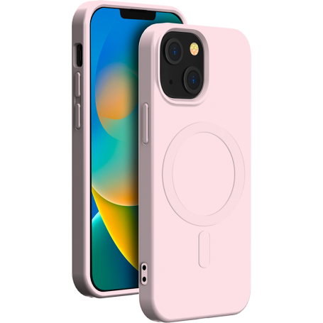 Coque Compatible MagSafe Silicone Rose pour iPhone 15 Bigben