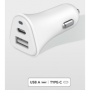 Double Chargeur voiture USB A+C 5.4A (2.4+3A) IC Smart Recyclable Blan