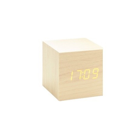 Wooden CUBE CLICK CLOCK MAPLE / ORANGE LED