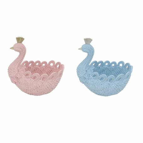 Vide-poches DKD Home Decor Bleu Bleu ciel Rose clair Résine 23 x 14,3