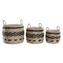 Set de basket DKD Home Decor Noir Naturel Fibre naturelle Colonial 30 