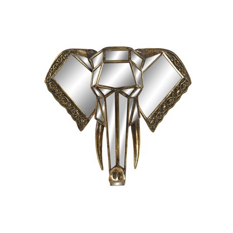 Décoration murale DKD Home Decor Miroir Eléphant Doré Résine (41 x 11 