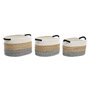 Set de basket DKD Home Decor Beige Coton Fibre naturelle (42 x 32 x 24