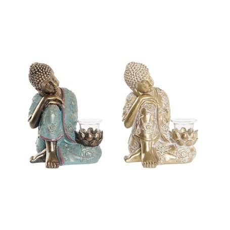 Figurine Décorative DKD Home Decor 17 x 14,5 x 23,7 cm Doré Buda Vert 