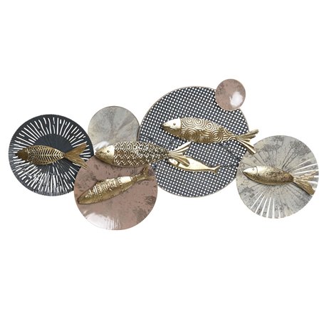 Décoration murale DKD Home Decor Métal Multicouleur Poissons (134 x 10