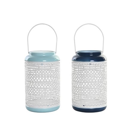 Bougeoir DKD Home Decor Bleu ciel Blue marine Métal 15 x 15 x 24,5 cm