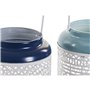 Bougeoir DKD Home Decor Bleu ciel Blue marine Métal 15 x 15 x 24,5 cm