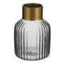 Vase Rayures Gris Doré verre (12 x 18 x 12 cm)