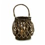 Bougeoir Gris Marron osier verre 29,5 x 24 x 22 cm (6 Unités)