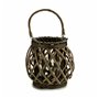 Bougeoir Gris Marron osier verre 29,5 x 24 x 22 cm (6 Unités)
