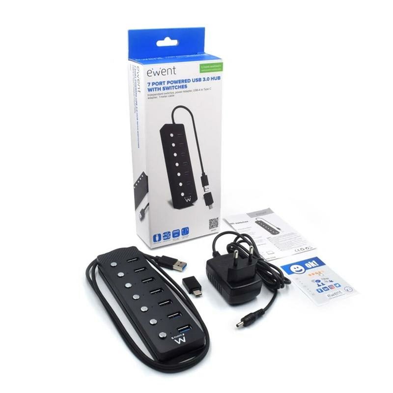 Image secondaire de Ewent EW1147 hub & concentrateur USB 3.2 Gen 1 (3.1 Gen 1) Type-A 5000 Mbit/s Noir