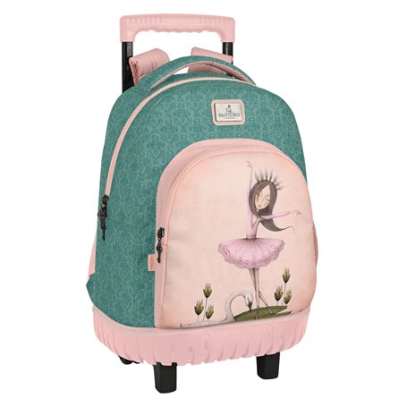 Cartable à roulettes Santoro Swan lake Gris Rose 32 x 45 x 21 cm