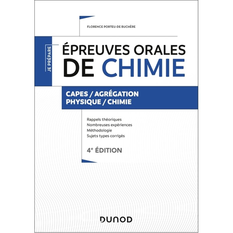 Ed Capes Épreuves orales de chimie - 4e éd. - Capes/Agrégation - Florence Porteu ...