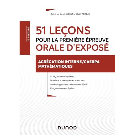 51 leçons pour la première épreuve orale d'exposé - Agrégation interne de mathématiques