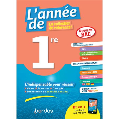 L'Année de 1re Spécialités de Sciences humaines / Maths + Enseignements communs