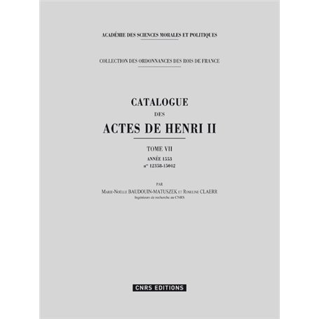 Catalogue des actes de Henri II - Année 1553 - tome 7