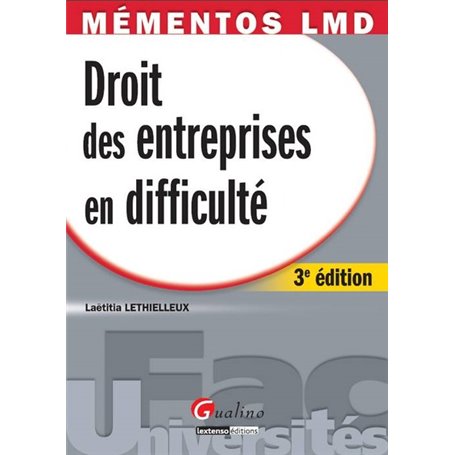 mémentos lmd - droit des entreprises en difficulté - 3ème édition
