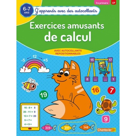 Exercices amusants de calcul (6-7 a.) - (J'apprends avec des autocollants)