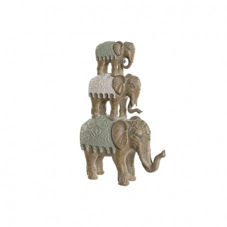Figurine Décorative Home ESPRIT Blanc Eléphant Colonial 24,5 x 9,5 x 35 cm