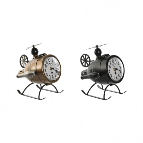 Horloge de table Home ESPRIT Noir Doré PVC Métal Loft 18 x 23 x 24 cm (2 Unités)